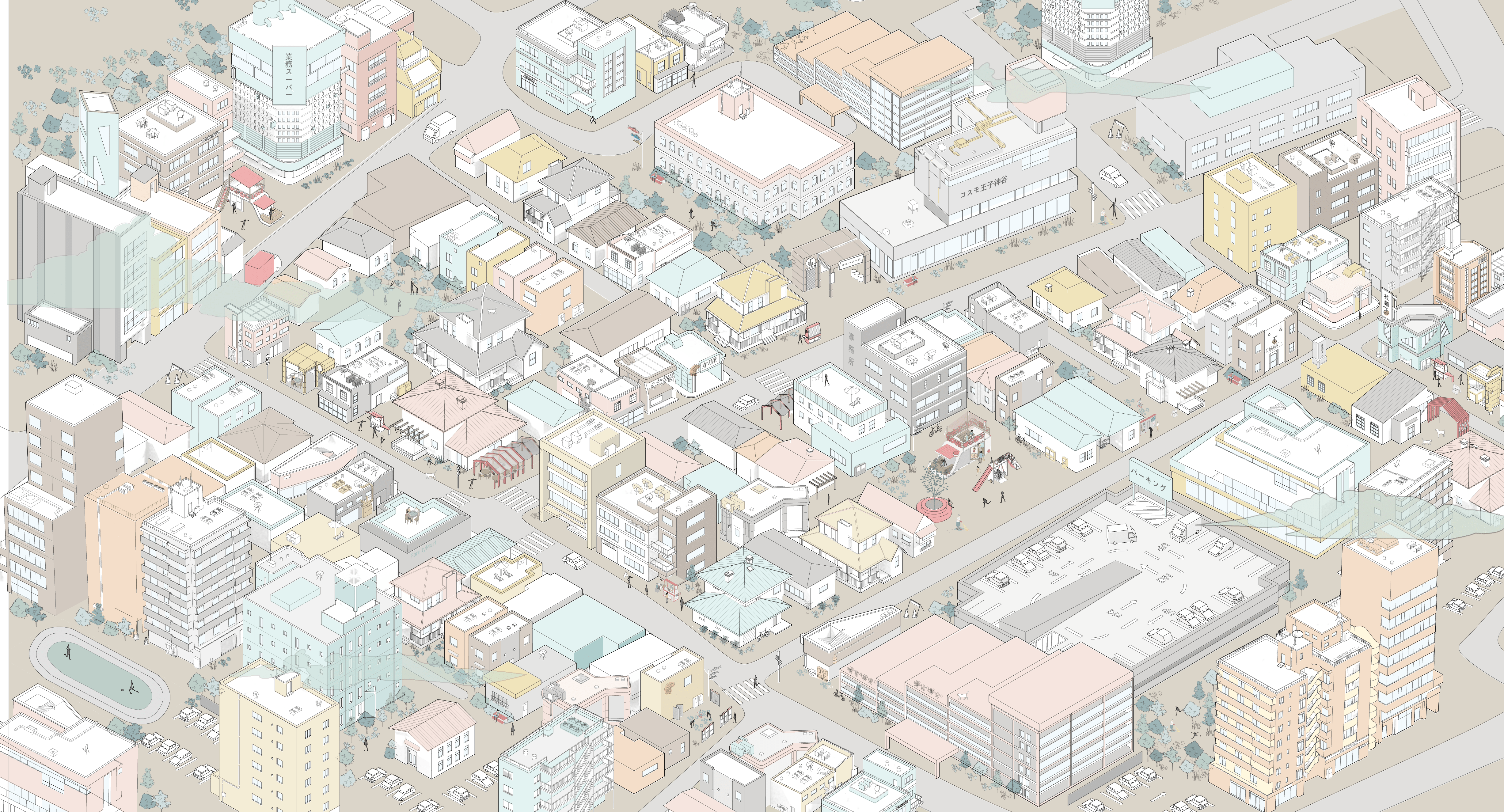 The Project: Isometric view of Kita city neighborhood with proposed design
