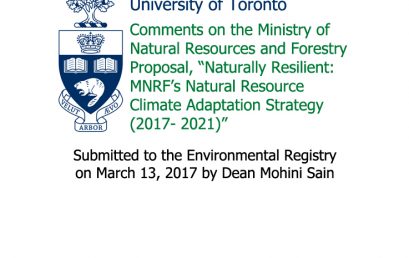 Prof. Mohini’s Comments on the Ministry of Natural Resources and Forestry Proposal